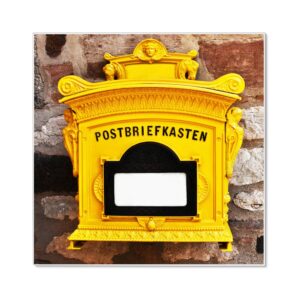 Banjado Magnettafel 50x50cm Magnetwand Weiß Aus Metall Magnetpinnwand Pinnwand Inkl. 4 Magnete Motiv Historischer Postkasten