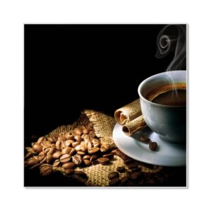 Banjado Magnettafel 50x50cm Magnetwand Weiß Aus Metall Magnetpinnwand Pinnwand Inkl. 4 Magnete Motiv Hot Coffee