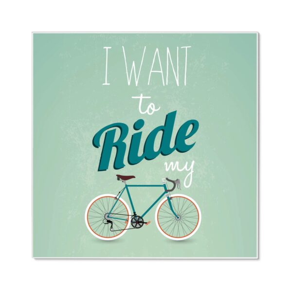 Banjado Magnettafel 50x50cm Magnetwand Weiß Aus Metall Magnetpinnwand Pinnwand Inkl. 4 Magnete Motiv I Want To Ride My Bike