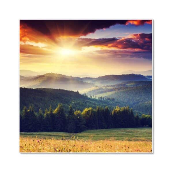 Banjado Magnettafel 50x50cm Magnetwand Weiß Aus Metall Magnetpinnwand Pinnwand Inkl. 4 Magnete Motiv Karpaten Sonnenuntergang