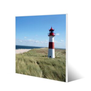 Banjado Magnettafel 50x50cm Magnetwand Weiß Aus Metall Magnetpinnwand Pinnwand Inkl. 4 Magnete Motiv Leuchtturm