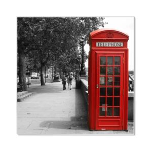 Banjado Magnettafel 50x50cm Magnetwand Weiß Aus Metall Magnetpinnwand Pinnwand Inkl. 4 Magnete Motiv London Red Telephone