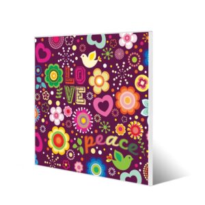 Banjado Magnettafel 50x50cm Magnetwand Weiß Aus Metall Magnetpinnwand Pinnwand Inkl. 4 Magnete Motiv Love And Peace