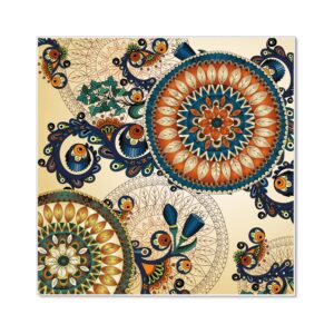 Banjado Magnettafel 50x50cm Magnetwand Weiß Aus Metall Magnetpinnwand Pinnwand Inkl. 4 Magnete Motiv Modernes Mandala
