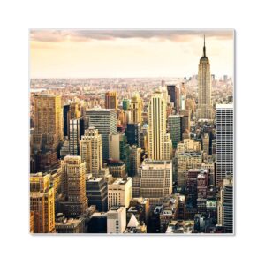 Banjado Magnettafel 50x50cm Magnetwand Weiß Aus Metall Magnetpinnwand Pinnwand Inkl. 4 Magnete Motiv New York City