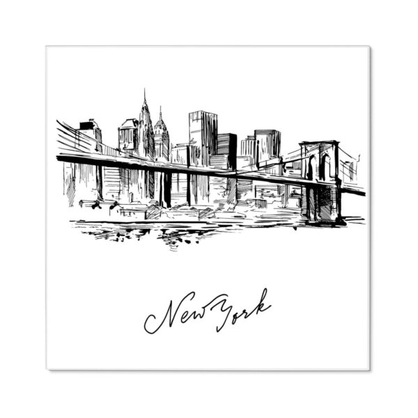 Banjado Magnettafel 50x50cm Magnetwand Weiß Aus Metall Magnetpinnwand Pinnwand Inkl. 4 Magnete Motiv New York Skizze