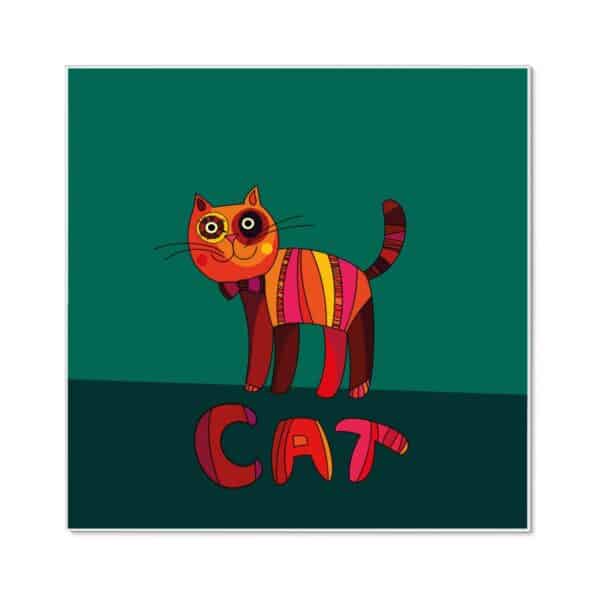 Banjado Magnettafel 50x50cm Magnetwand Weiß Aus Metall Magnetpinnwand Pinnwand Inkl. 4 Magnete Motiv Orange Katze