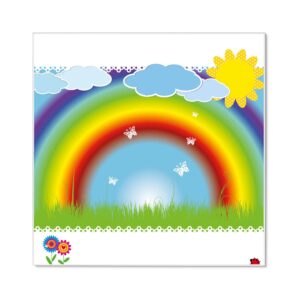 Banjado Magnettafel 50x50cm Magnetwand Weiß Aus Metall Magnetpinnwand Pinnwand Inkl. 4 Magnete Motiv Regenbogen