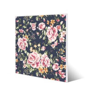 Banjado Magnettafel 50x50cm Magnetwand Weiß Aus Metall Magnetpinnwand Pinnwand Inkl. 4 Magnete Motiv Rosen Auf Anthrazit