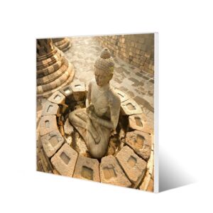 Banjado Magnettafel 50x50cm Magnetwand Weiß Aus Metall Magnetpinnwand Pinnwand Inkl. 4 Magnete Motiv Sitzender Buddha