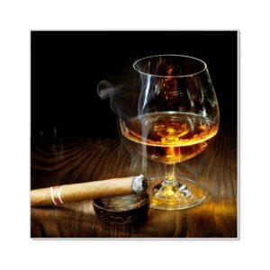 Banjado Magnettafel 50x50cm Magnetwand Weiß Aus Metall Magnetpinnwand Pinnwand Inkl. 4 Magnete Motiv Whiskey & Cigar
