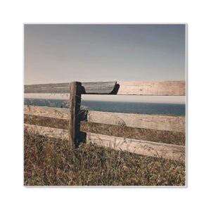 Banjado Magnettafel 50x50cm Magnetwand Weiß Aus Metall Magnetpinnwand Pinnwand Inkl. 4 Magnete Motiv Zaun Am Meer