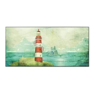Banjado Magnettafel 78x37cm Magnetwand  Schwarz Aus Metall Magnetpinnwand Pinnwand Inkl. 4 Magnete Motiv Alter Leuchtturm