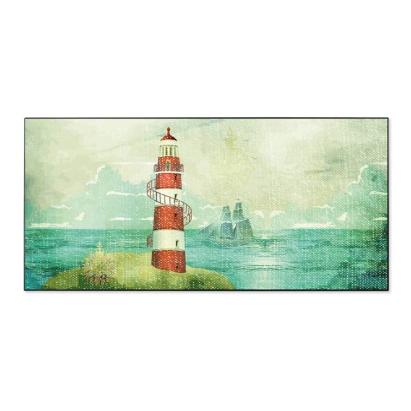 Banjado Magnettafel 78x37cm Magnetwand  Schwarz Aus Metall Magnetpinnwand Pinnwand Inkl. 4 Magnete Motiv Alter Leuchtturm