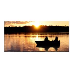 Banjado Magnettafel 78x37cm Magnetwand  Schwarz Aus Metall Magnetpinnwand Pinnwand Inkl. 4 Magnete Motiv Angler