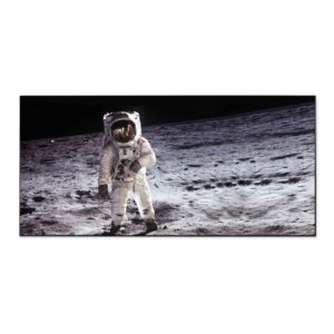 Banjado Magnettafel 78x37cm Magnetwand  Schwarz Aus Metall Magnetpinnwand Pinnwand Inkl. 4 Magnete Motiv Astronaut