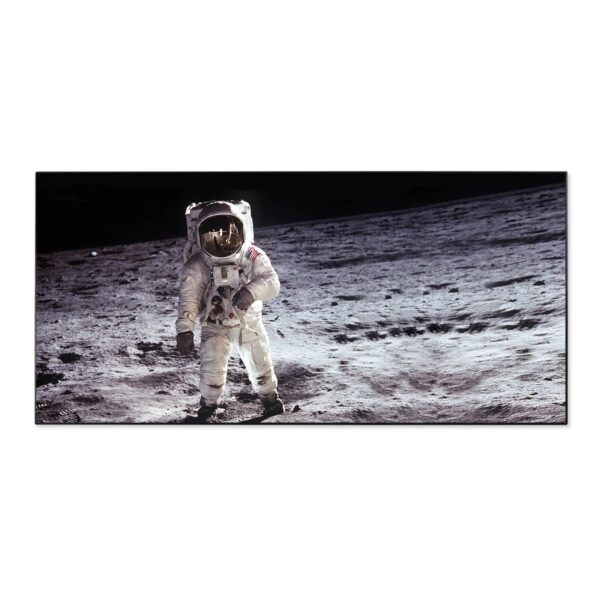 Banjado Magnettafel 78x37cm Magnetwand  Schwarz Aus Metall Magnetpinnwand Pinnwand Inkl. 4 Magnete Motiv Astronaut