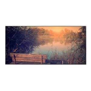 Banjado Magnettafel 78x37cm Magnetwand  Schwarz Aus Metall Magnetpinnwand Pinnwand Inkl. 4 Magnete Motiv Bank Am See