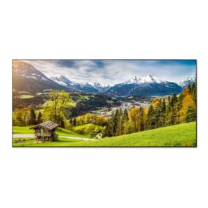 Banjado Magnettafel 78x37cm Magnetwand  Schwarz Aus Metall Magnetpinnwand Pinnwand Inkl. 4 Magnete Motiv Berchtesgadener Land