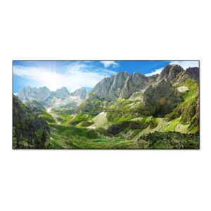 Banjado Magnettafel 78x37cm Magnetwand  Schwarz Aus Metall Magnetpinnwand Pinnwand Inkl. 4 Magnete Motiv Bergsee Alpen