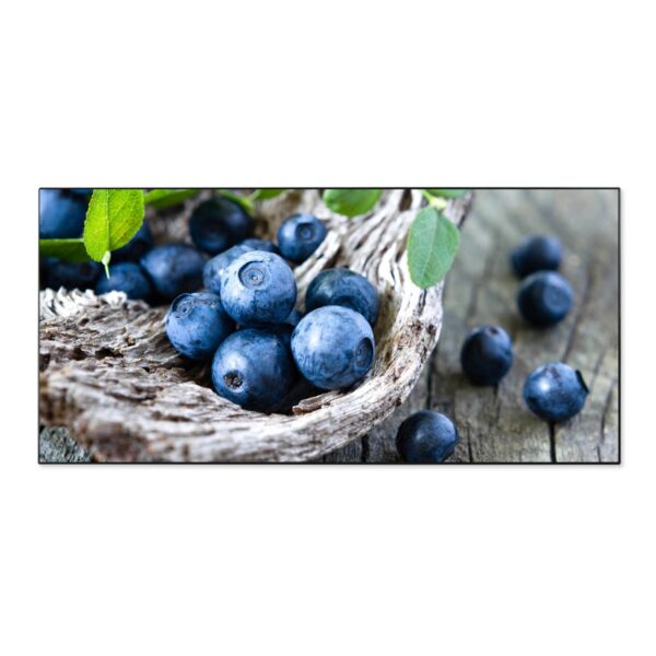 Banjado Magnettafel 78x37cm Magnetwand  Schwarz Aus Metall Magnetpinnwand Pinnwand Inkl. 4 Magnete Motiv Blaubeeren