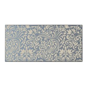 Banjado Magnettafel 78x37cm Magnetwand  Schwarz Aus Metall Magnetpinnwand Pinnwand Inkl. 4 Magnete Motiv Blaues Ornament