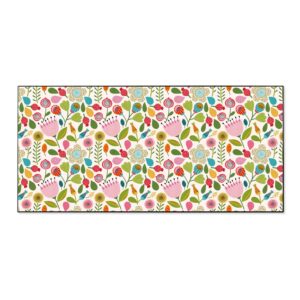 Banjado Magnettafel 78x37cm Magnetwand  Schwarz Aus Metall Magnetpinnwand Pinnwand Inkl. 4 Magnete Motiv Blumen Naiv