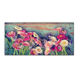 Banjado Magnettafel 78x37cm Magnetwand  Schwarz Aus Metall Magnetpinnwand Pinnwand Inkl. 4 Magnete Motiv Blumenpfücken