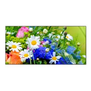Banjado Magnettafel 78x37cm Magnetwand  Schwarz Aus Metall Magnetpinnwand Pinnwand Inkl. 4 Magnete Motiv Blumenstrauß