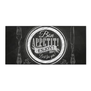 Banjado Magnettafel 78x37cm Magnetwand  Schwarz Aus Metall Magnetpinnwand Pinnwand Inkl. 4 Magnete Motiv Bon Appetit