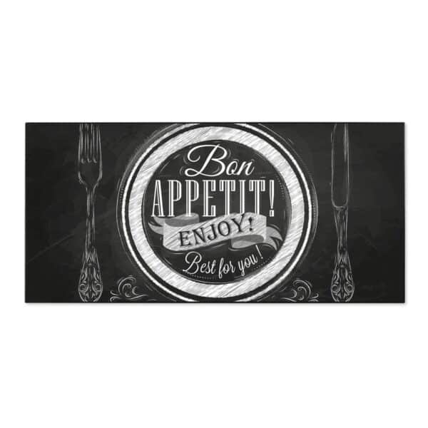 Banjado Magnettafel 78x37cm Magnetwand  Schwarz Aus Metall Magnetpinnwand Pinnwand Inkl. 4 Magnete Motiv Bon Appetit