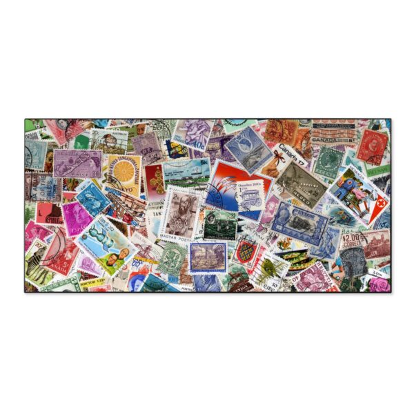 Banjado Magnettafel 78x37cm Magnetwand  Schwarz Aus Metall Magnetpinnwand Pinnwand Inkl. 4 Magnete Motiv Briefmarken
