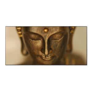 Banjado Magnettafel 78x37cm Magnetwand  Schwarz Aus Metall Magnetpinnwand Pinnwand Inkl. 4 Magnete Motiv Buddha Gold