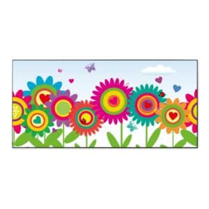 Banjado Magnettafel 78x37cm Magnetwand  Schwarz Aus Metall Magnetpinnwand Pinnwand Inkl. 4 Magnete Motiv Bunte Blumen
