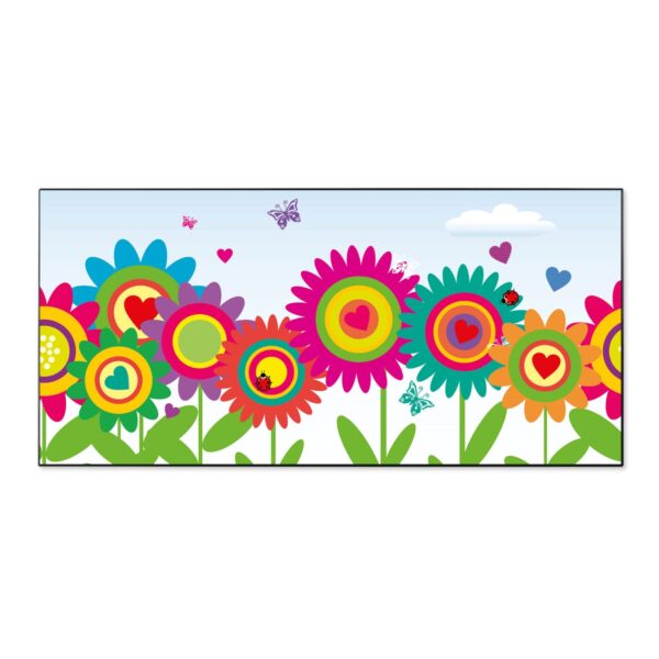 Banjado Magnettafel 78x37cm Magnetwand  Schwarz Aus Metall Magnetpinnwand Pinnwand Inkl. 4 Magnete Motiv Bunte Blumen