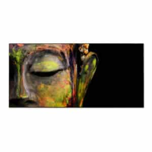 Banjado Magnettafel 78x37cm Magnetwand  Schwarz Aus Metall Magnetpinnwand Pinnwand Inkl. 4 Magnete Motiv Bunter Buddha