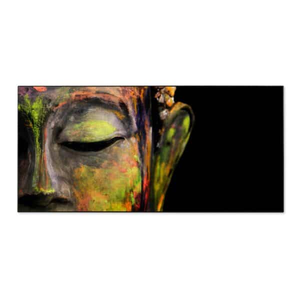 Banjado Magnettafel 78x37cm Magnetwand  Schwarz Aus Metall Magnetpinnwand Pinnwand Inkl. 4 Magnete Motiv Bunter Buddha