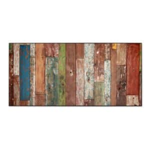 Banjado Magnettafel 78x37cm Magnetwand  Schwarz Aus Metall Magnetpinnwand Pinnwand Inkl. 4 Magnete Motiv Buntes Holz