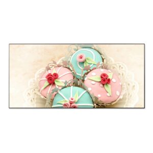 Banjado Magnettafel 78x37cm Magnetwand  Schwarz Aus Metall Magnetpinnwand Pinnwand Inkl. 4 Magnete Motiv Cupcakes