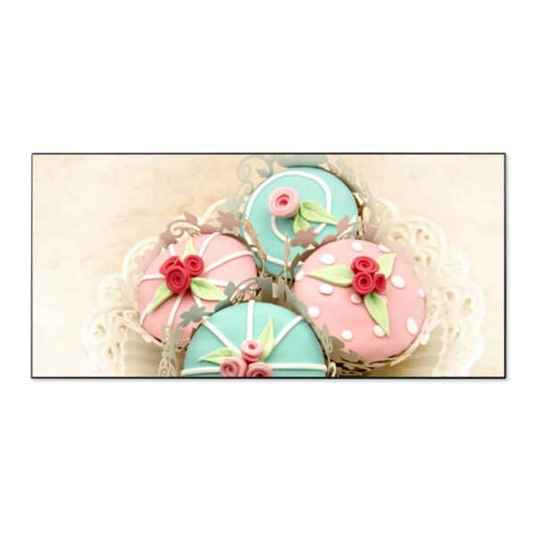 Banjado Magnettafel 78x37cm Magnetwand  Schwarz Aus Metall Magnetpinnwand Pinnwand Inkl. 4 Magnete Motiv Cupcakes