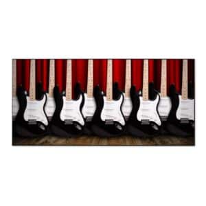 Banjado Magnettafel 78x37cm Magnetwand  Schwarz Aus Metall Magnetpinnwand Pinnwand Inkl. 4 Magnete Motiv E-Gitarren