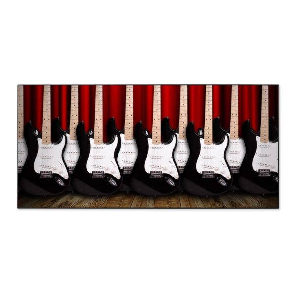 Banjado Magnettafel 78x37cm Magnetwand  Schwarz Aus Metall Magnetpinnwand Pinnwand Inkl. 4 Magnete Motiv E-Gitarren