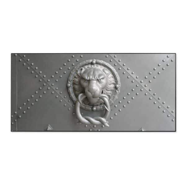 Banjado Magnettafel 78x37cm Magnetwand  Schwarz Aus Metall Magnetpinnwand Pinnwand Inkl. 4 Magnete Motiv Eisentor