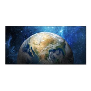 Banjado Magnettafel 78x37cm Magnetwand  Schwarz Aus Metall Magnetpinnwand Pinnwand Inkl. 4 Magnete Motiv Erdkugel