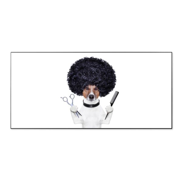 Banjado Magnettafel 78x37cm Magnetwand  Schwarz Aus Metall Magnetpinnwand Pinnwand Inkl. 4 Magnete Motiv Friseur Jack Russel