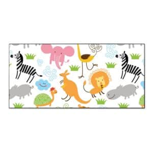 Banjado Magnettafel 78x37cm Magnetwand  Schwarz Aus Metall Magnetpinnwand Pinnwand Inkl. 4 Magnete Motiv Fröhliche Tiere