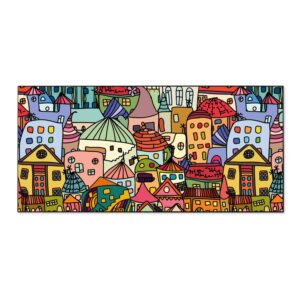 Banjado Magnettafel 78x37cm Magnetwand  Schwarz Aus Metall Magnetpinnwand Pinnwand Inkl. 4 Magnete Motiv Funky Town