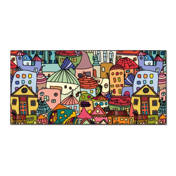 Banjado Magnettafel 78x37cm Magnetwand  Schwarz Aus Metall Magnetpinnwand Pinnwand Inkl. 4 Magnete Motiv Funky Town