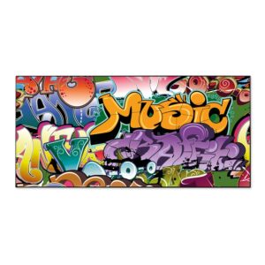 Banjado Magnettafel 78x37cm Magnetwand  Schwarz Aus Metall Magnetpinnwand Pinnwand Inkl. 4 Magnete Motiv Graffiti