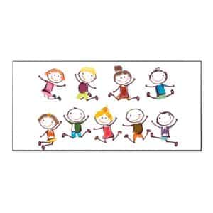 Banjado Magnettafel 78x37cm Magnetwand  Schwarz Aus Metall Magnetpinnwand Pinnwand Inkl. 4 Magnete Motiv Happy Kids